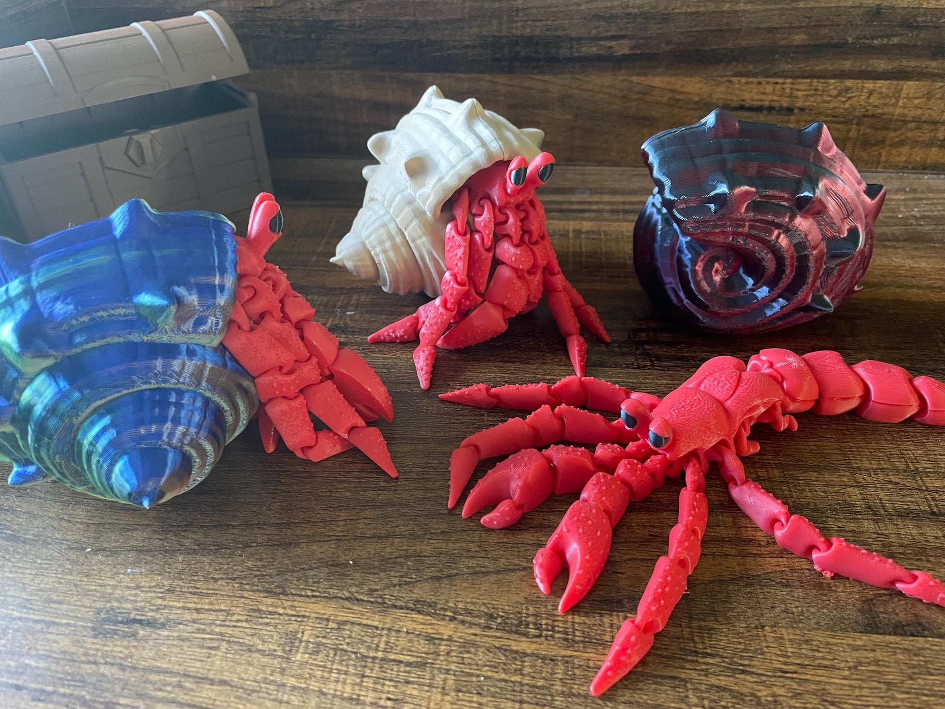 Articulated Hermit Crab - 3D Printed Marine Life Figurine & Fidget Toy