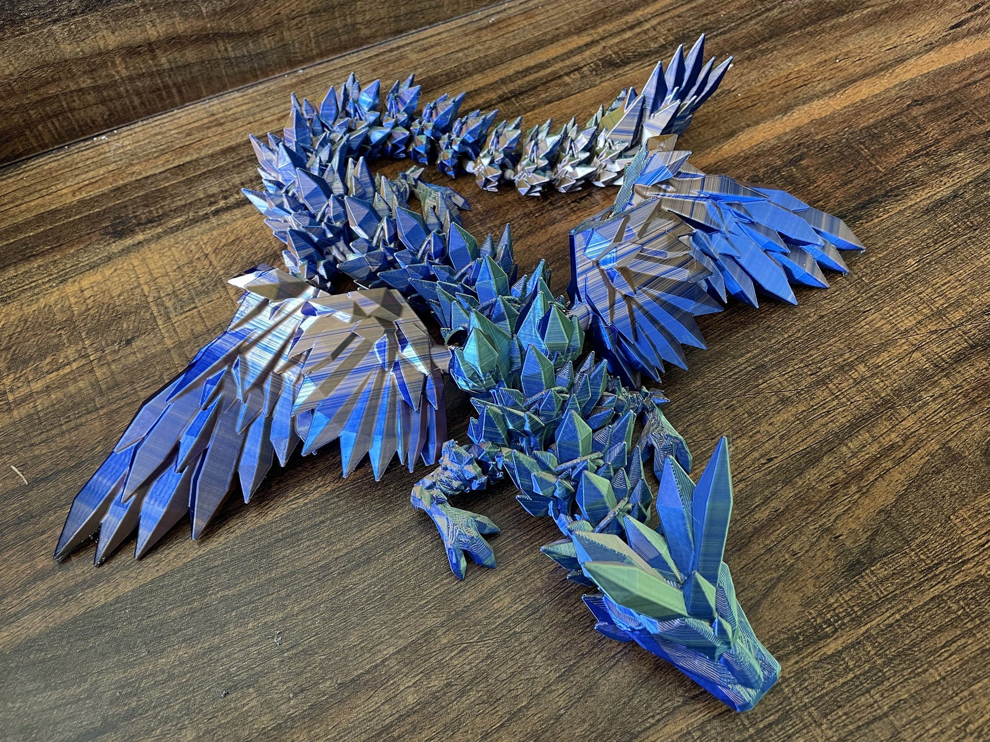 Large Articulated Crystal Dragon Figurine - 23-Inch 3D Printed Fantasy Décor