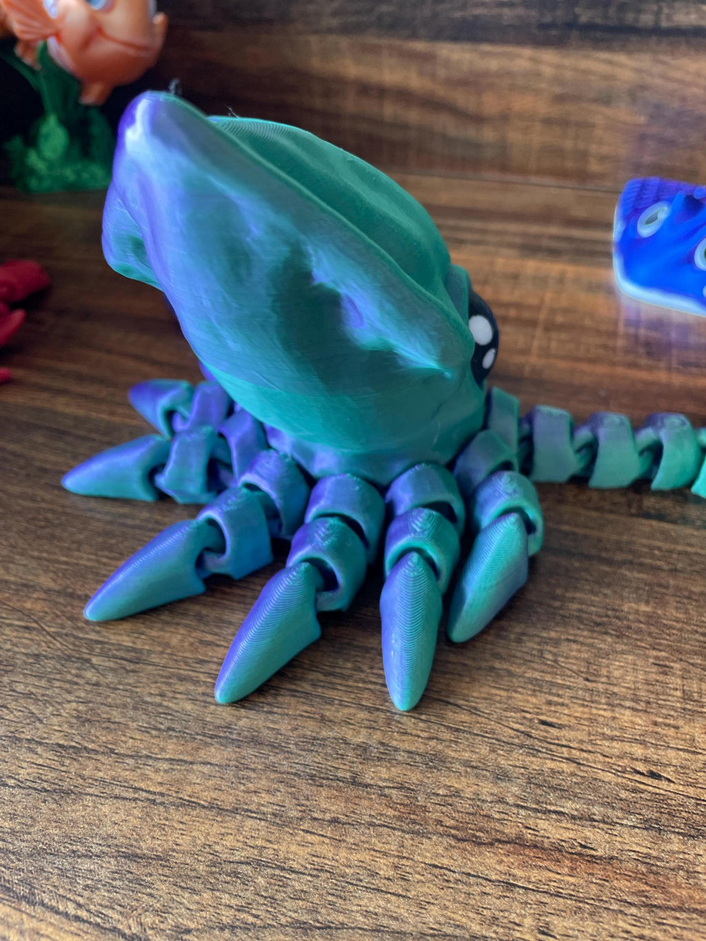 Articulated Squid - 3D Printed Ocean Animal Figurine & Fidget Toy