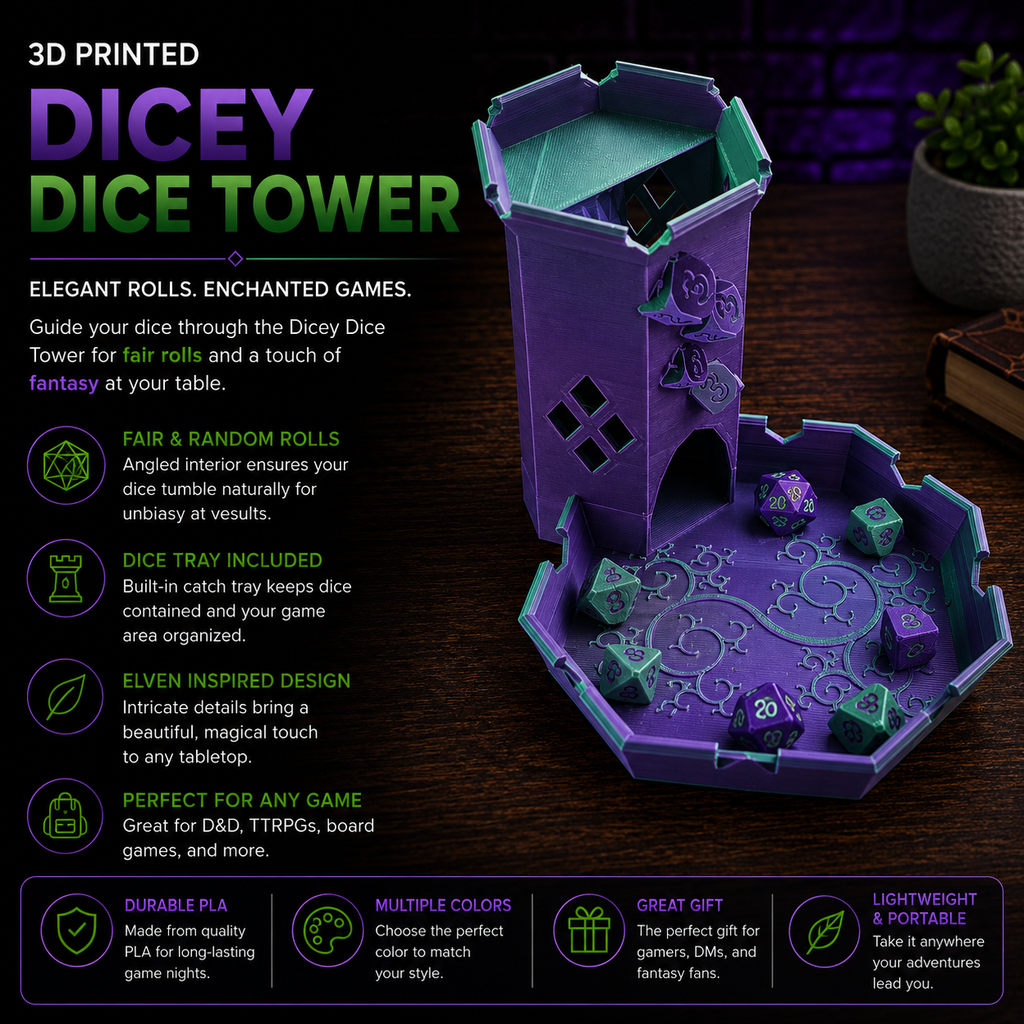 3D Printed Dice Tower – Portable D&D & TTRPG Dice Roller