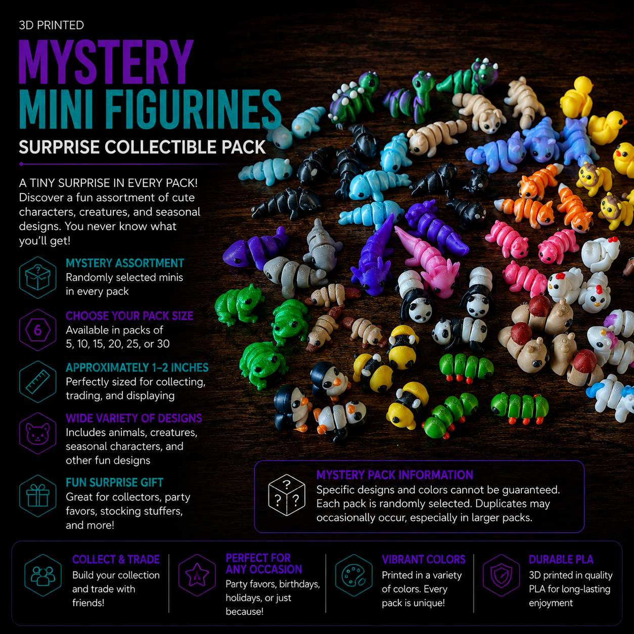 3D Printed Mystery Mini Figurines – Surprise Collectible Pack