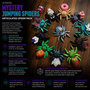 3D Printed Mystery Jumping Spiders – Articulated Spider Pack