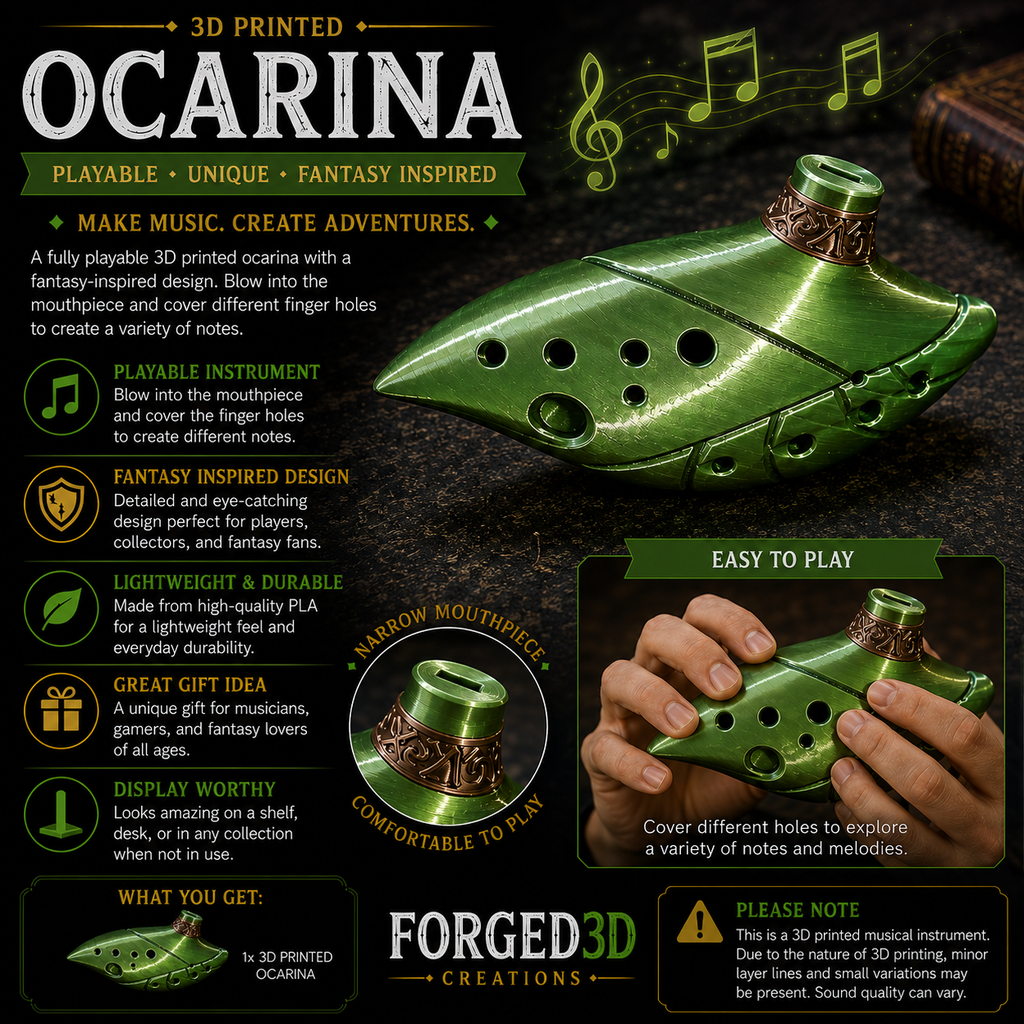 3D Printed Ocarina – Playable Fantasy Wind Instrument