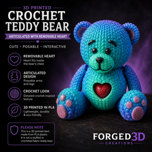 3D Printed Crochet Teddy Bear – Articulated Bear with Removable Heart