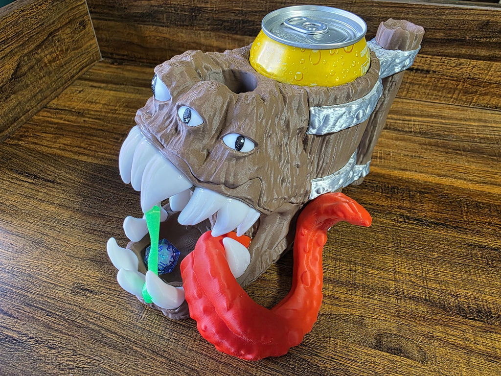 Mimic Can Dice Tower - 3D Printed D&D Monster Dice Roller & Drink Holder