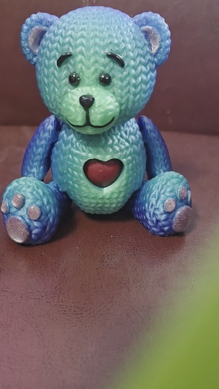 3D Printed Crochet Teddy Bear – Articulated Bear with Removable Heart